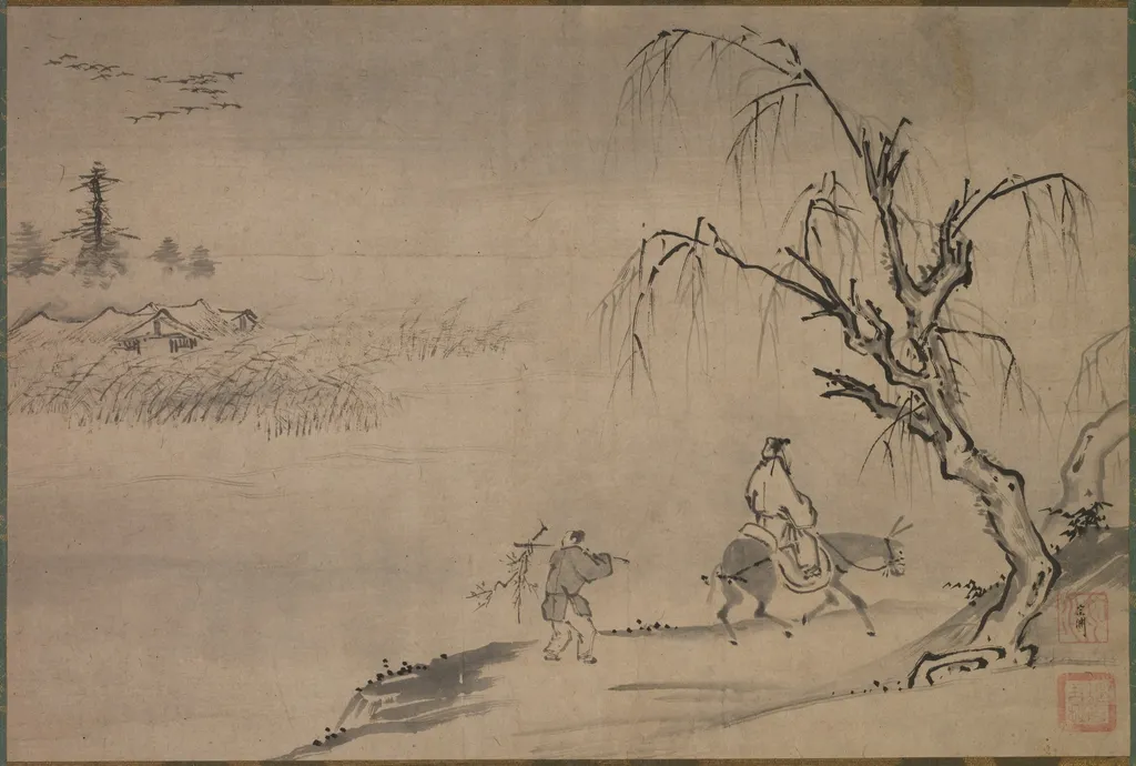 Chinese Literatus in an Autumn Landscape, by Josui Sōen, unspecified, 1494