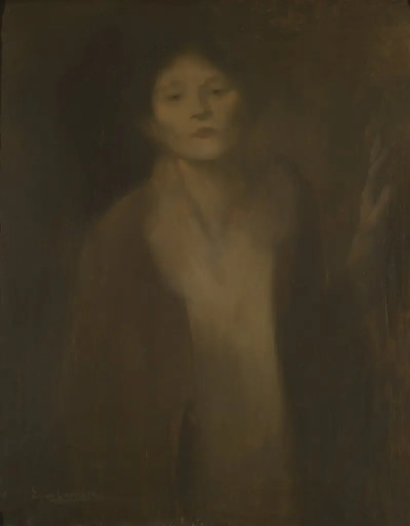 Woman looking, by Eugène Carrière, oil, 1850