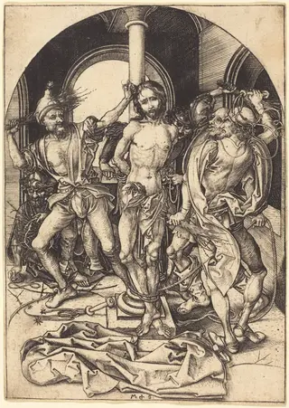 The Flagellation, by Martin Schongauer, ink, 1480