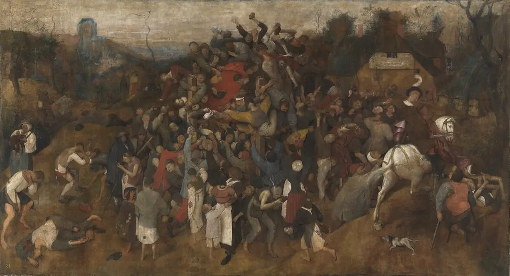 The Wine of Saint Martin's Day, by Pieter Brueghel the Elder, tempera, 1566