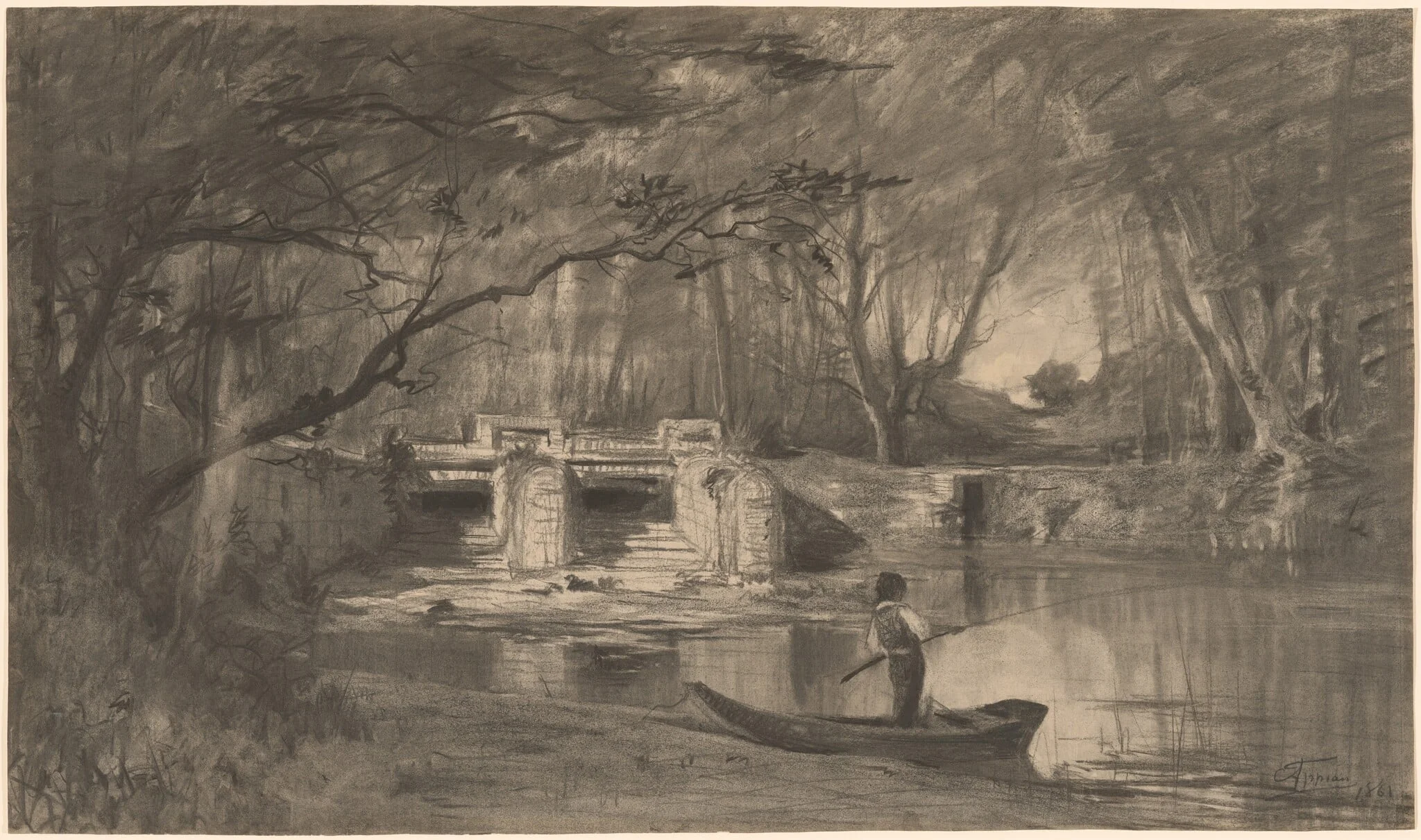 Wooded Pond by the Ancient Sluice of Levaux near Vienne, detail