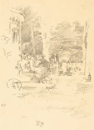 The Little Café au Bois, by James McNeill Whistler, ink, 1894