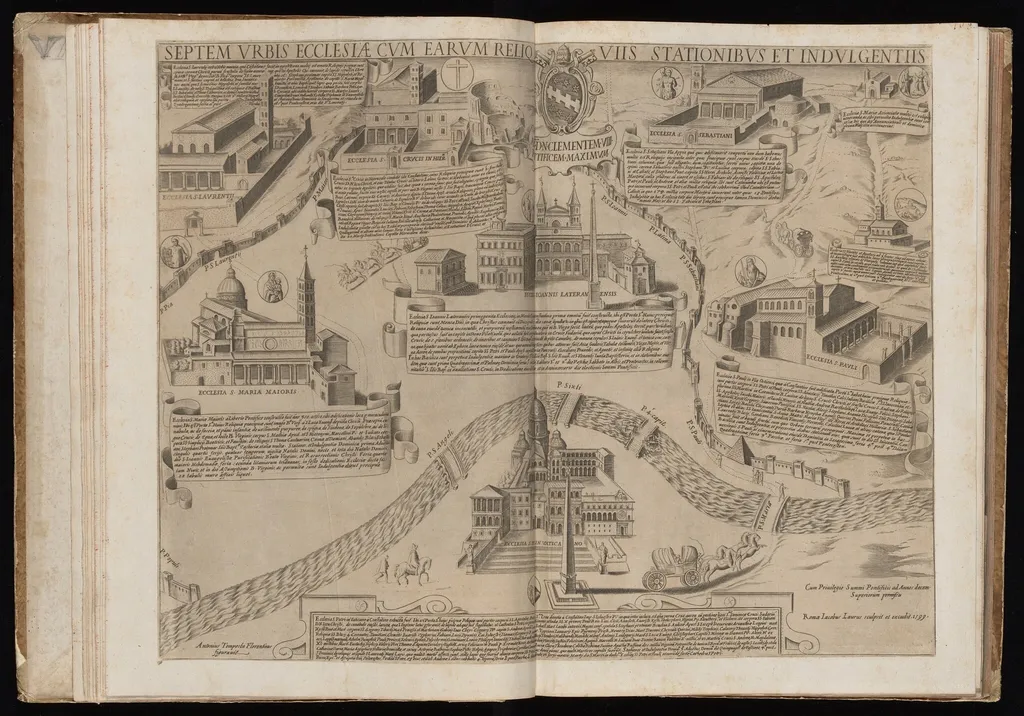 Septem Urbis Ecclesiae [Seven Churches of Rome], by Giacomo Lauro, ink, 1599