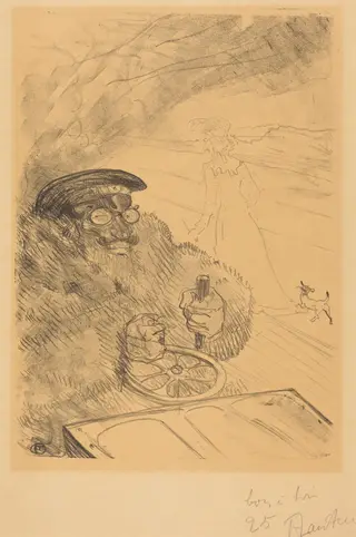 The Motorist (L'automobiliste), by Henri de Toulouse-Lautrec, ink, 1896