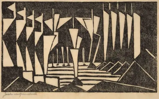Stylized Sailboats, by Jacoba van Heemskerck van Beest, ink, 1915