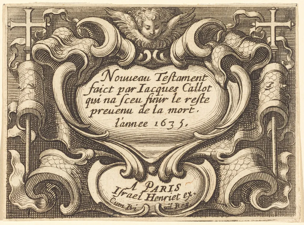 Frontispiece for Callot's "The New Testament", by Abraham Bosse, ink, 1635