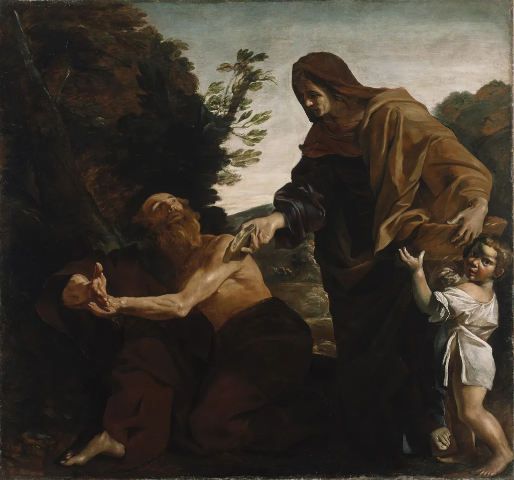Elijah Receiving Bread from the Widow of Zarephath, by Giovanni Lanfranco, oil, 1621