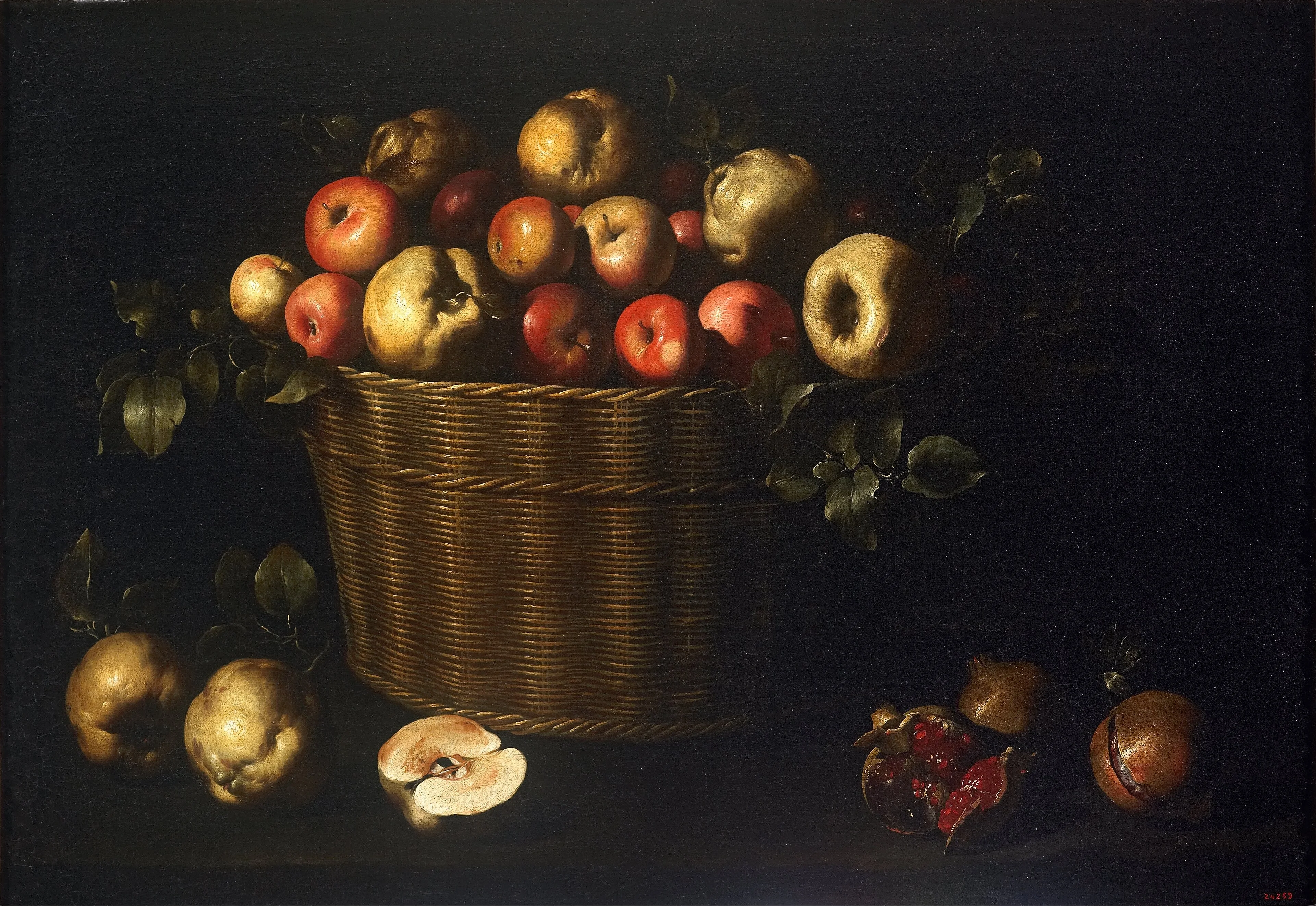 Basket with Apples, Quinces and Pomegranates, detail