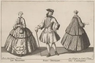 Les Palatines/Habit Ordinaire/Les Casaquins, by Jacques Chéreau, ink, 1724