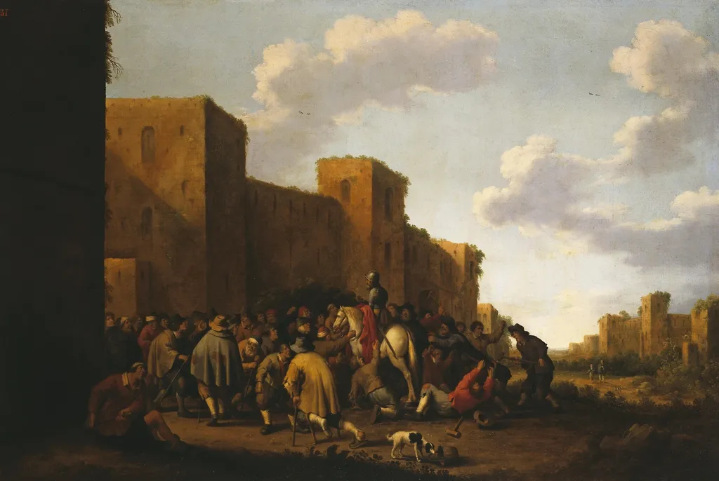 St Martin at the Gates of Amiens (The Merciful Knight), by Joost Cornelisz Droochsloot, oil, 1641