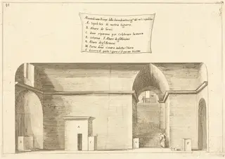 Elevation of the Church of the Holy Sepulchre, by Jacques Callot, ink, 1619