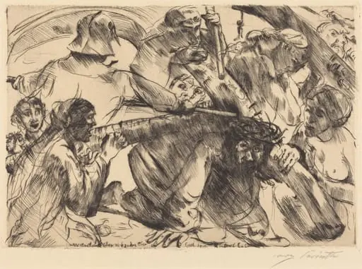 Christ Bearing the Cross (Kreuztragung), by Lovis Corinth, ink, 1916