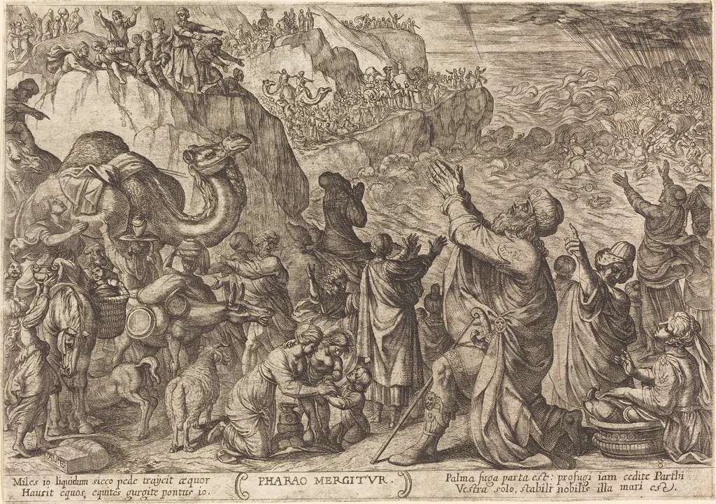 Pharaoh's Army Drowns in the Red Sea, by Antonio Tempesta, ink, 1613