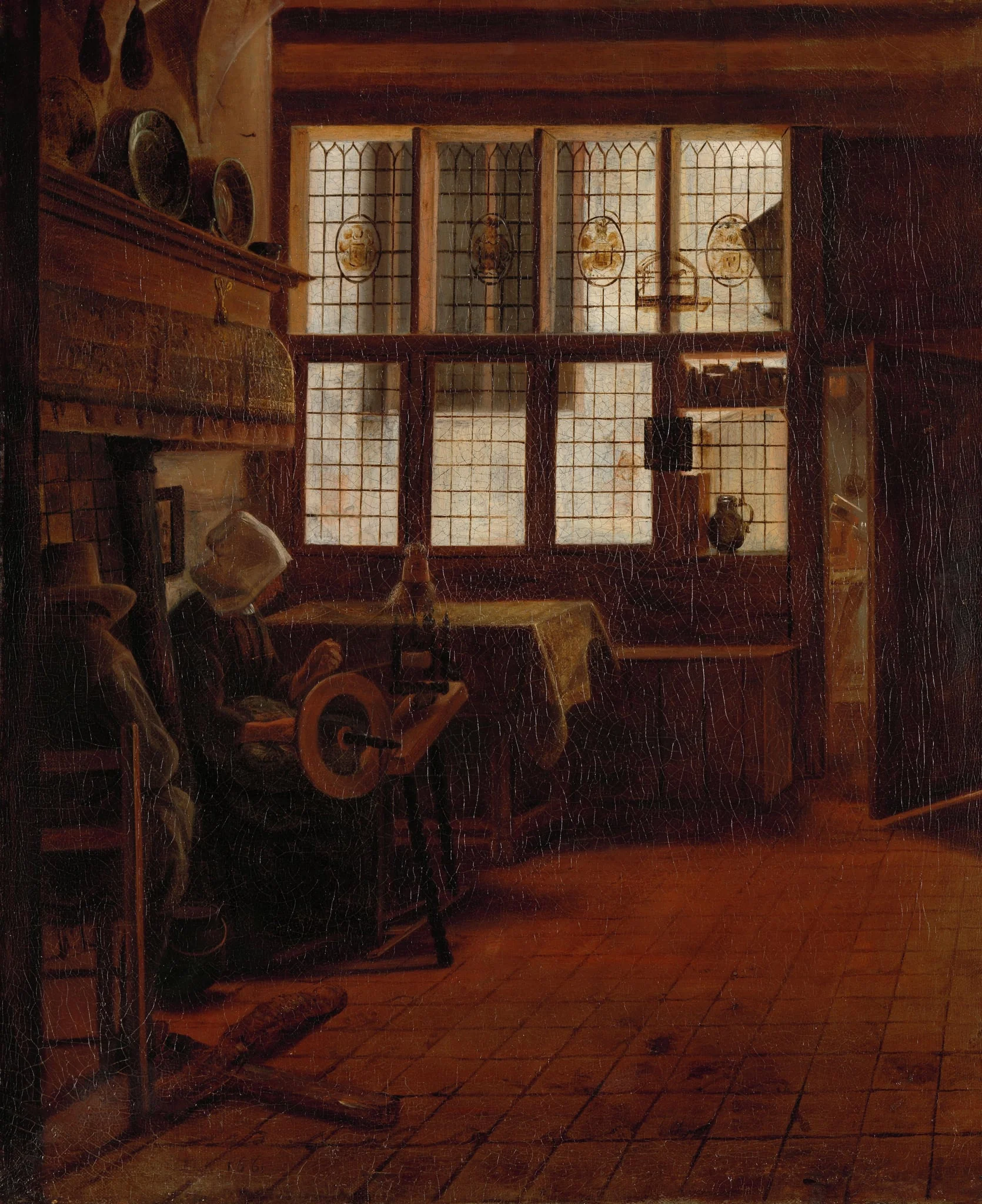 Interior with Woman at the Spinning Wheel, detail