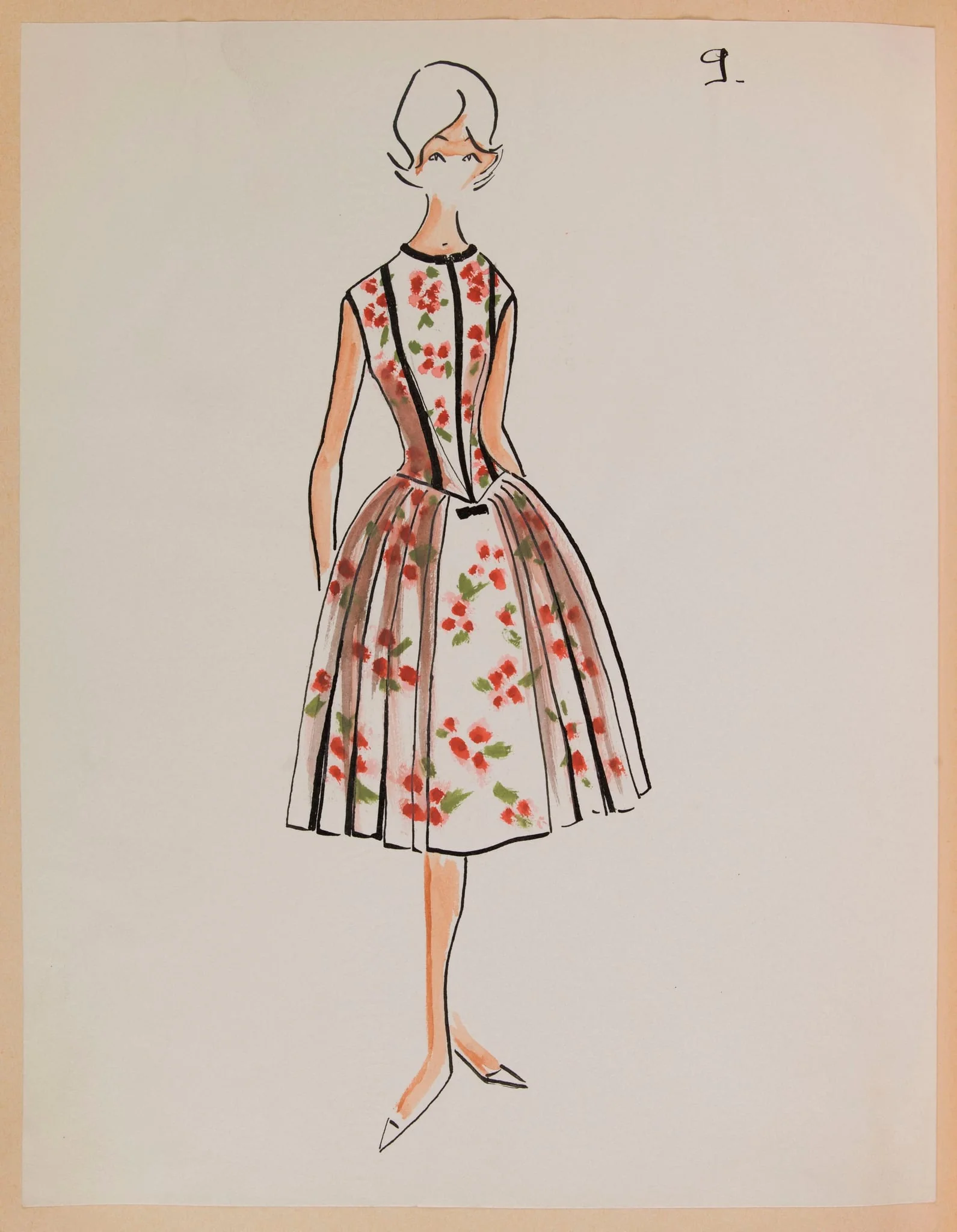 Robe blanche à motif floral, detail