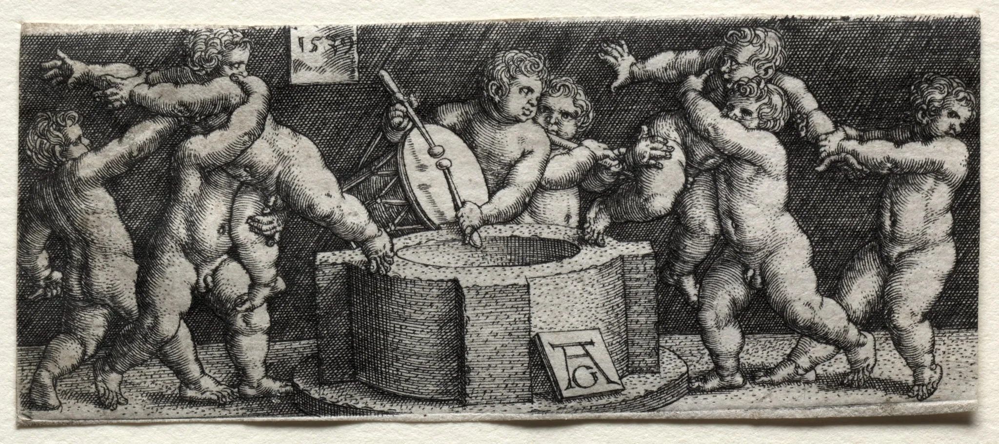 Eight Nude Children at a Well, detail