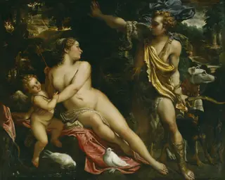 Venus, Adonis and Cupid, by Annibale Carracci, oil, 1596