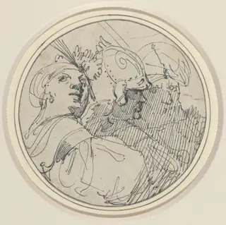 Three Oriental Heads, by John Hamilton Mortimer, ink, 1772