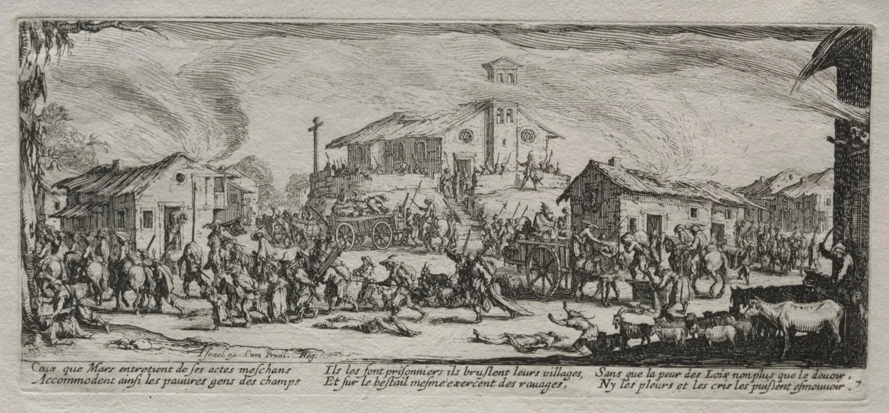 The Large Miseries of War: Pillaging and Burning of a Village, detail