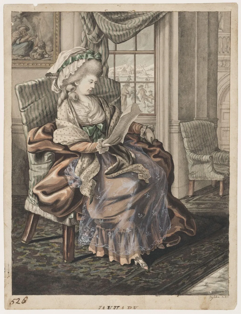 January, by Robert Dighton, watercolor, 1785