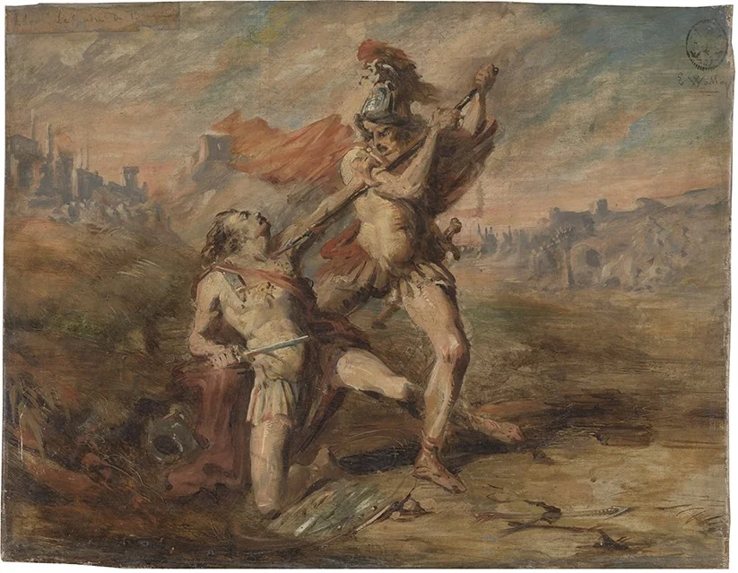 Achilles doodt Hector, detail