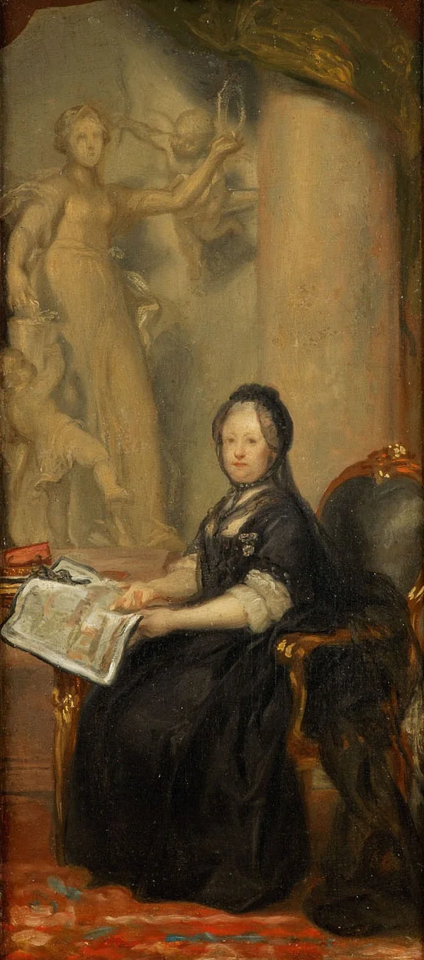 Kaiserin Maria Theresia (1717-1780) with the Statue of the Friedens, detail