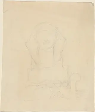 Sphinx with Reclining Figures in Foreground, by John Flaxman, graphite, 1790