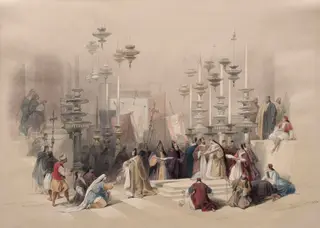 Stone of Unction, Holy Sepulchre, by David Roberts, 1839
