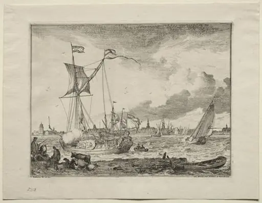View of Amsterdam with Ships in Foreground, by Ludolf Bakhuizen, 1701