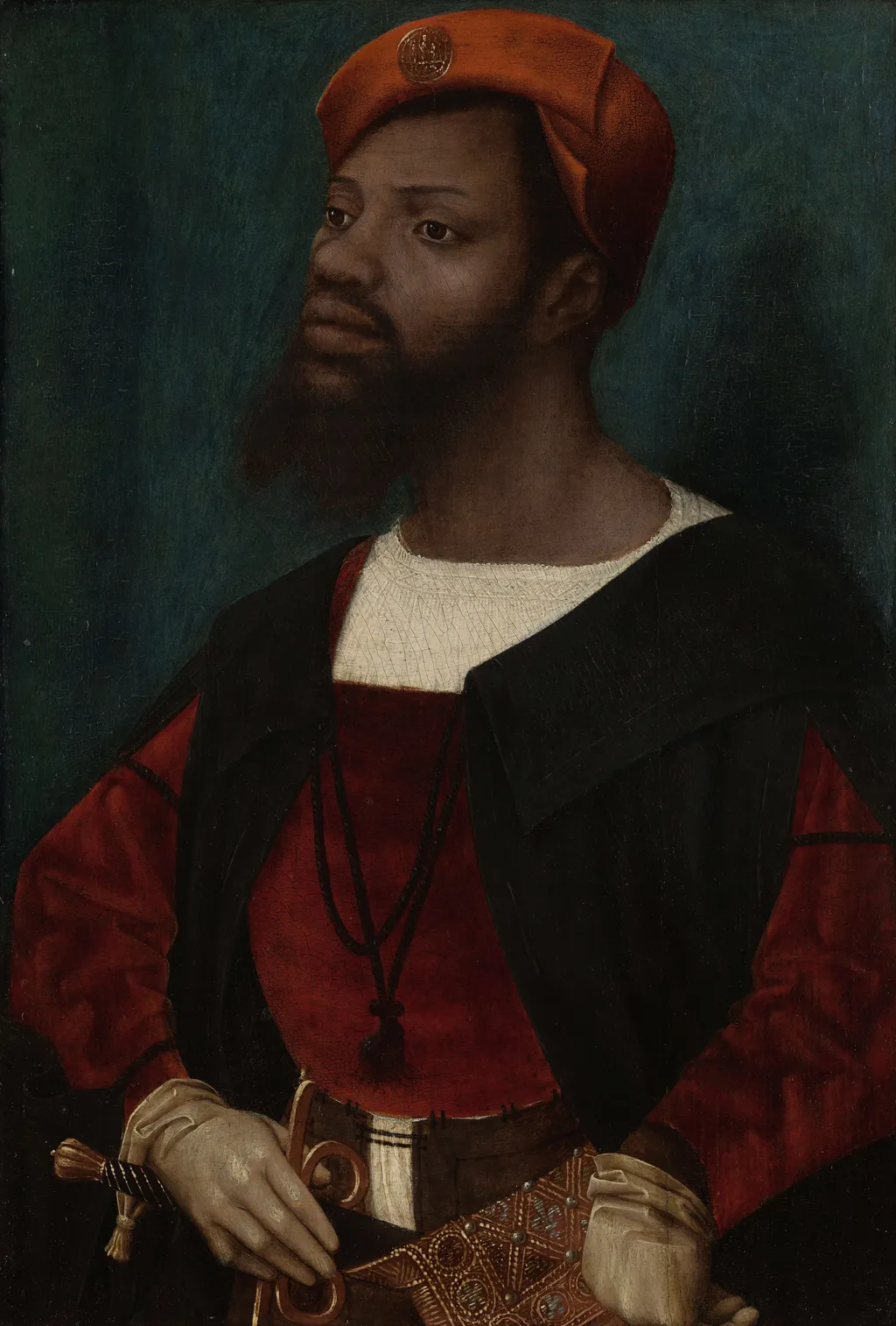 Portrait of an African Man (Christophle le More?), by Jan Mostaert, oil, 1520
