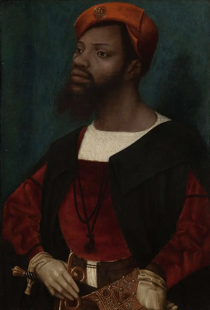 Portrait of an African Man (Christophle le More?), by Jan Mostaert, oil, 1520