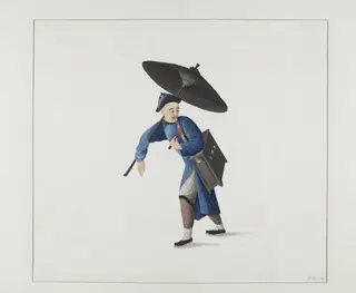 Man Seling Flos for Embroidery, by Puqua, paint, 1790