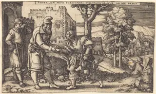 Departure of the Prodigal Son, by Sebald Beham, ink, 1540