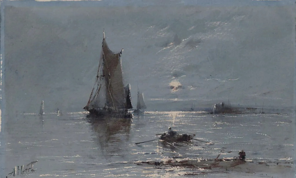Moonlight Scene, by Albert Ernest Markes, watercolor, 1893