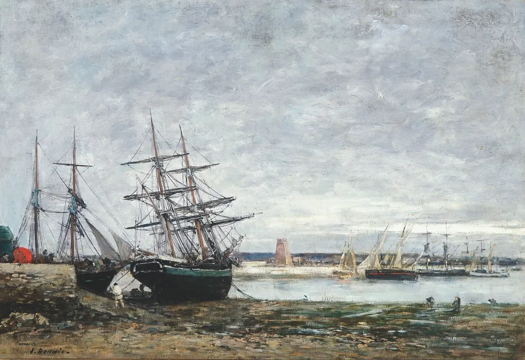 Port of Camaret low tide, by Eugène Boudin, oil, 1871