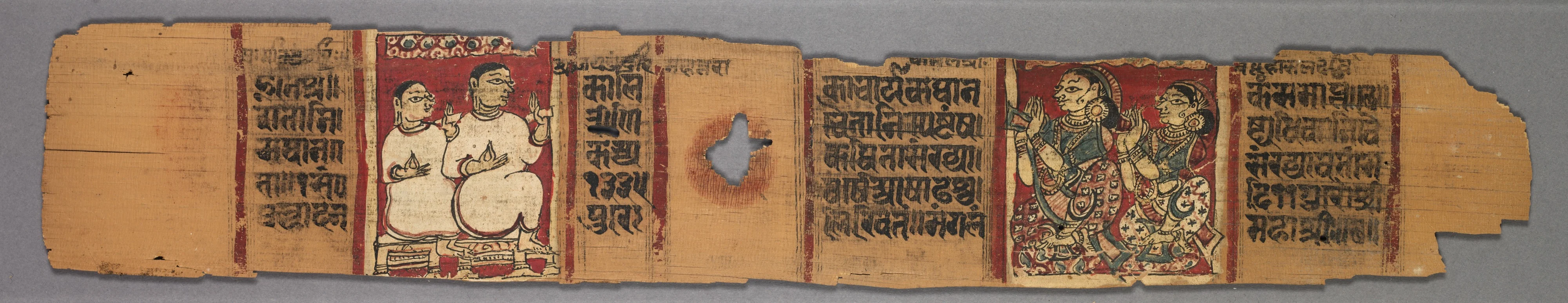 Folio 167, from a Kalpa-sutra and Story of Kalakacharya: two nuns teaching lay women (recto); genealogical text (verso), detail