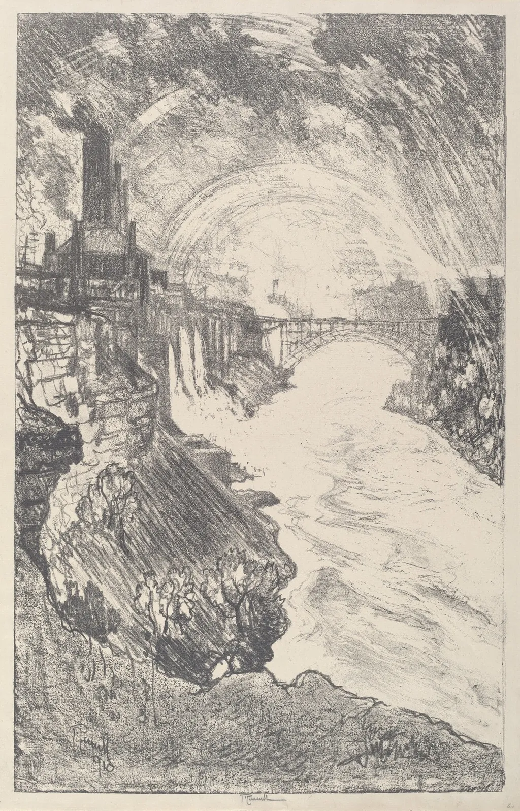 Niagara Rainbows, by Joseph Pennell, ink, 1910