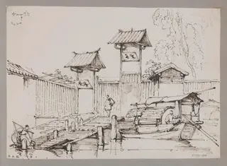 Gateways on the riverside, Canton, by George Chinnery, 10