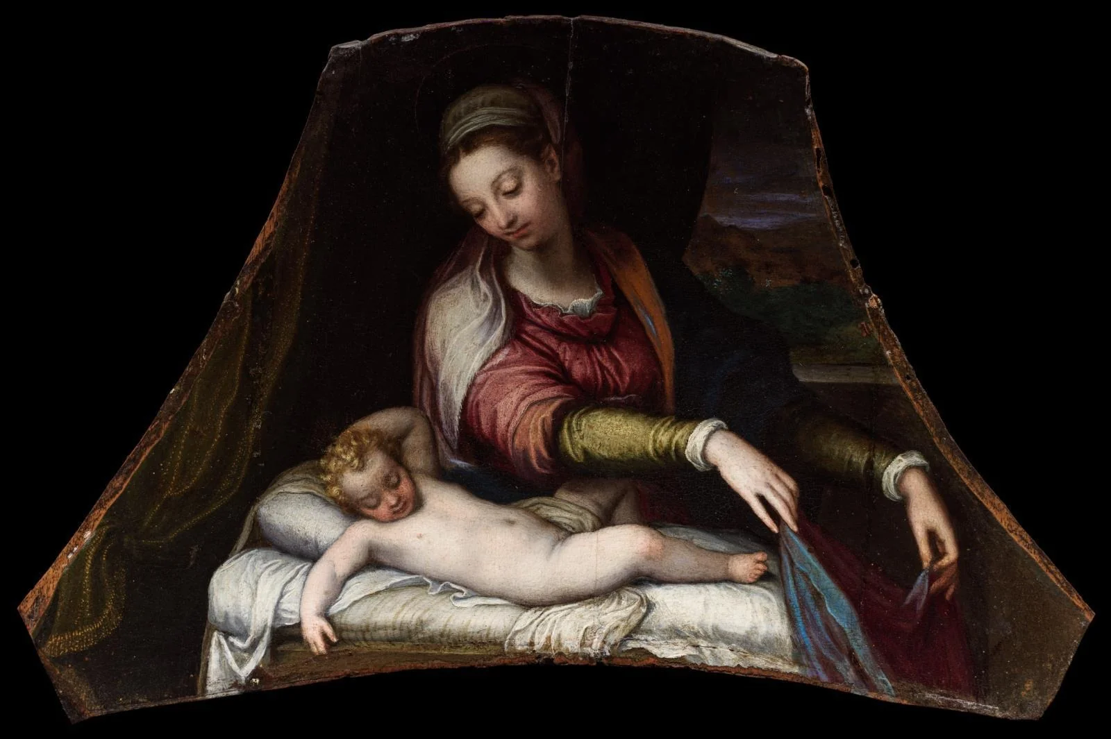 Virgin Adoring the Sleeping Christ Child, detail