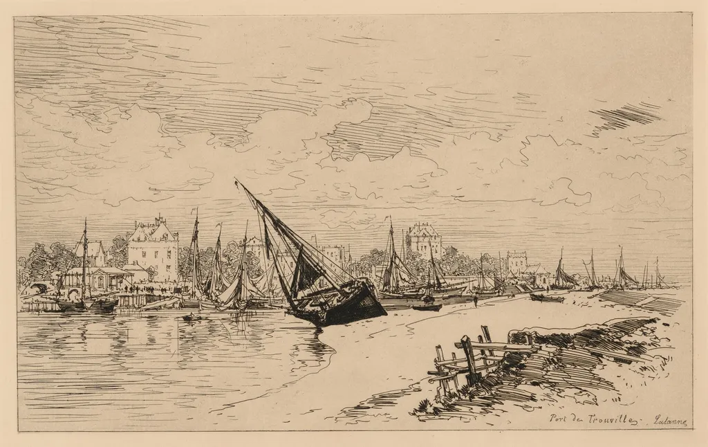 Port de Trouville, by Maxime Lalanne, ink, 1880