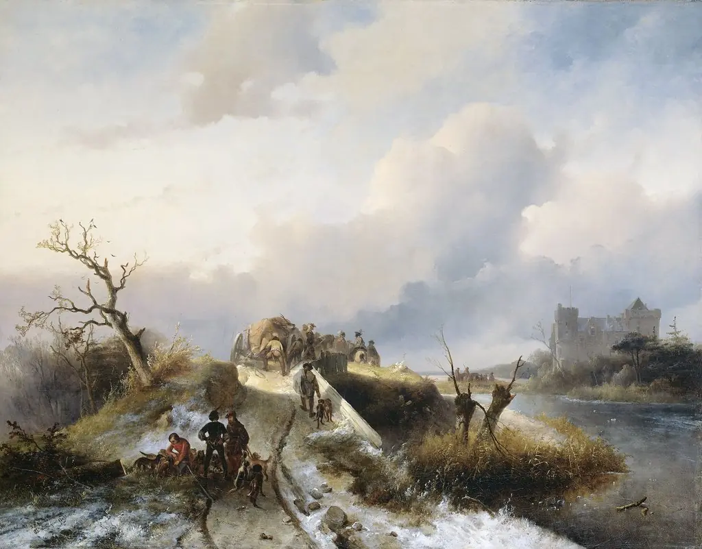 Return from the Hunt, by Charles Rochussen, oil, 1845