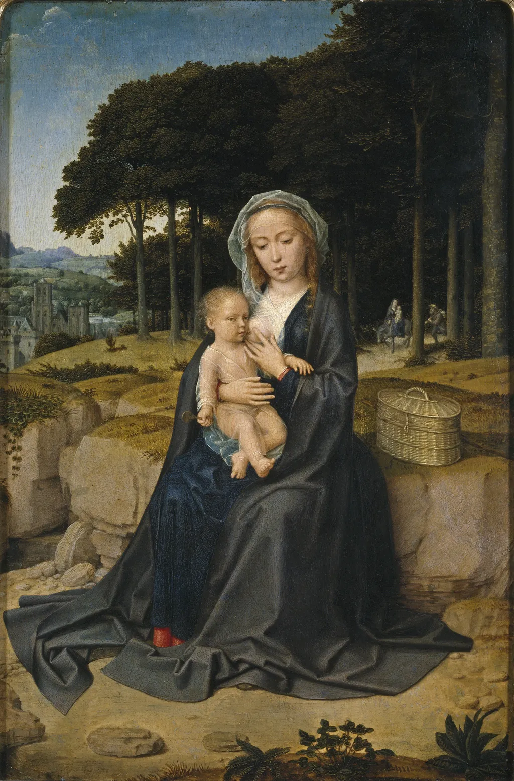 Rest on the Flight into Egypt, by Gerard David, oil, 1515