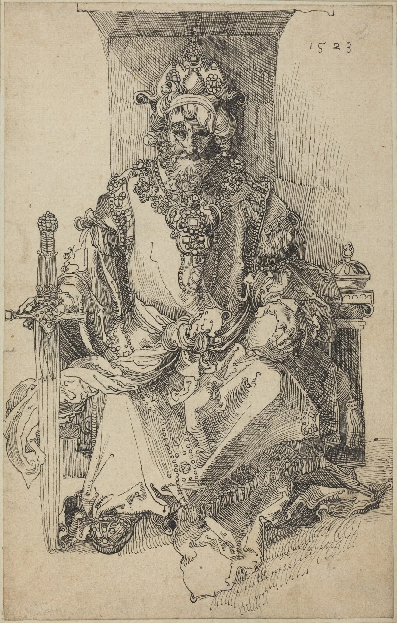 An Oriental Ruler Seated on His Throne, detail