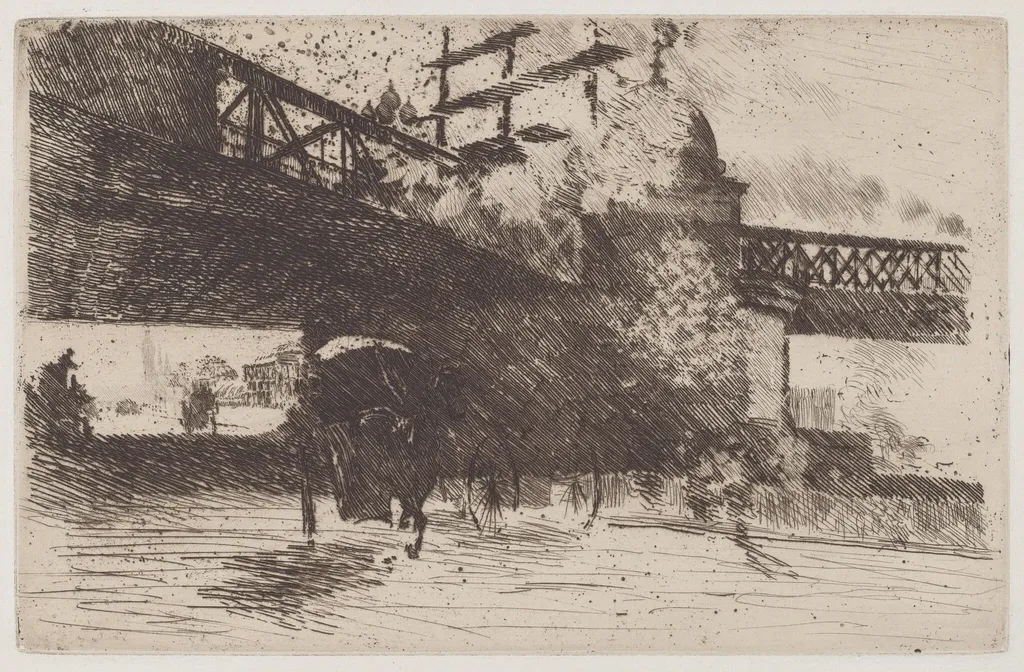 View Taken in London (Vue prise á Londres), by Giuseppe De Nittis, ink, 1876