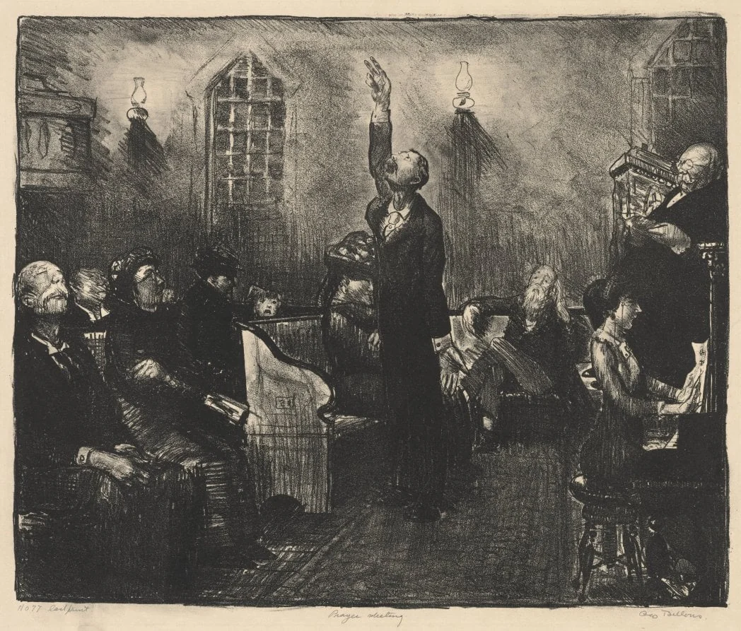 Prayer Meeting, First Stone, detail