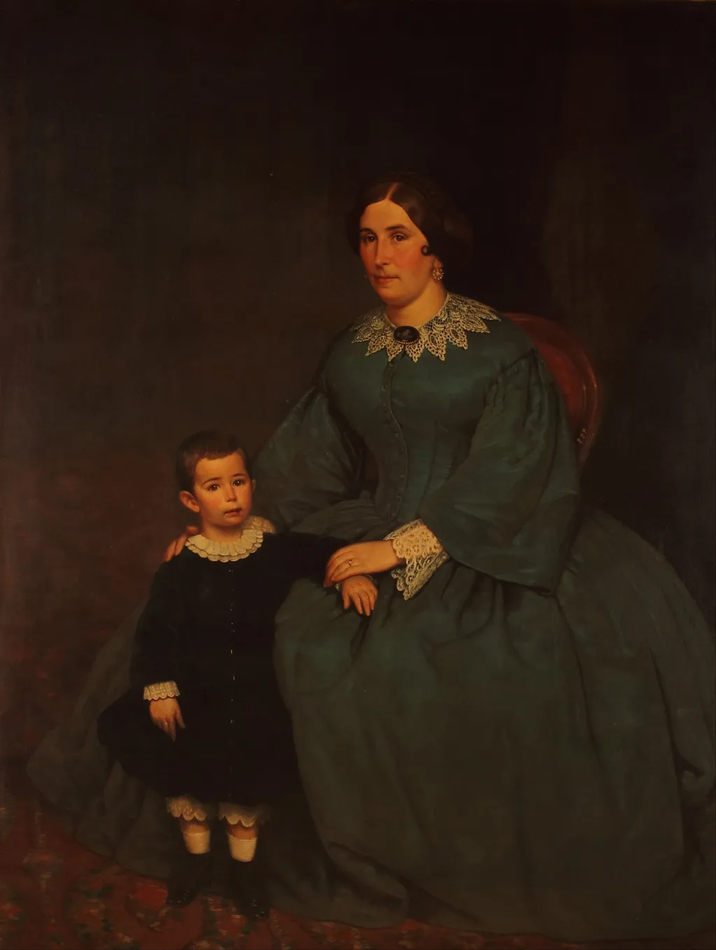 Retrato de Cecilia R. de Peralta Ramos y su hijo, by Prilidiano Pueyrredón, oil, 1861