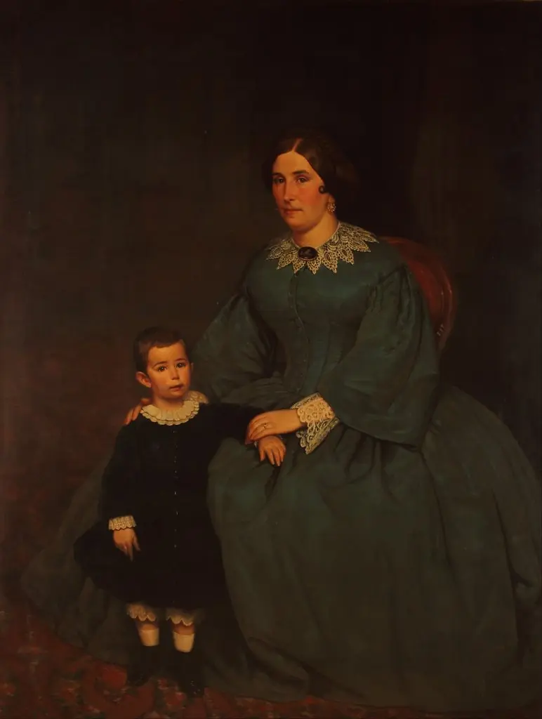 Retrato de Cecilia R. de Peralta Ramos y su hijo, by Prilidiano Pueyrredón, oil, 1861