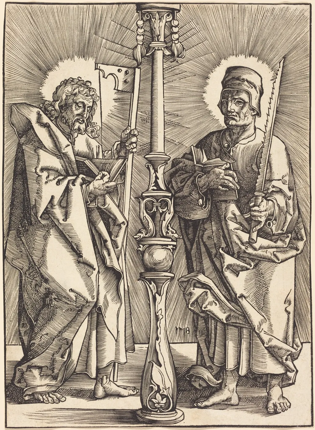 Saint James the Less and Saint Simon, by Hans Vischer, ink, 1518
