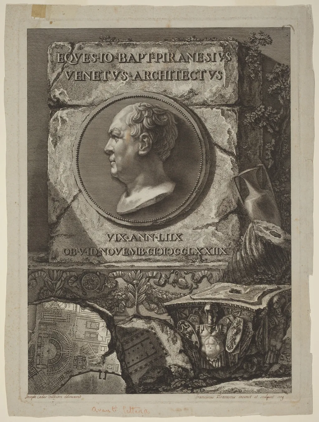 Giovanni Battista Piranesi, by Francesco Piranesi, ink, 1779