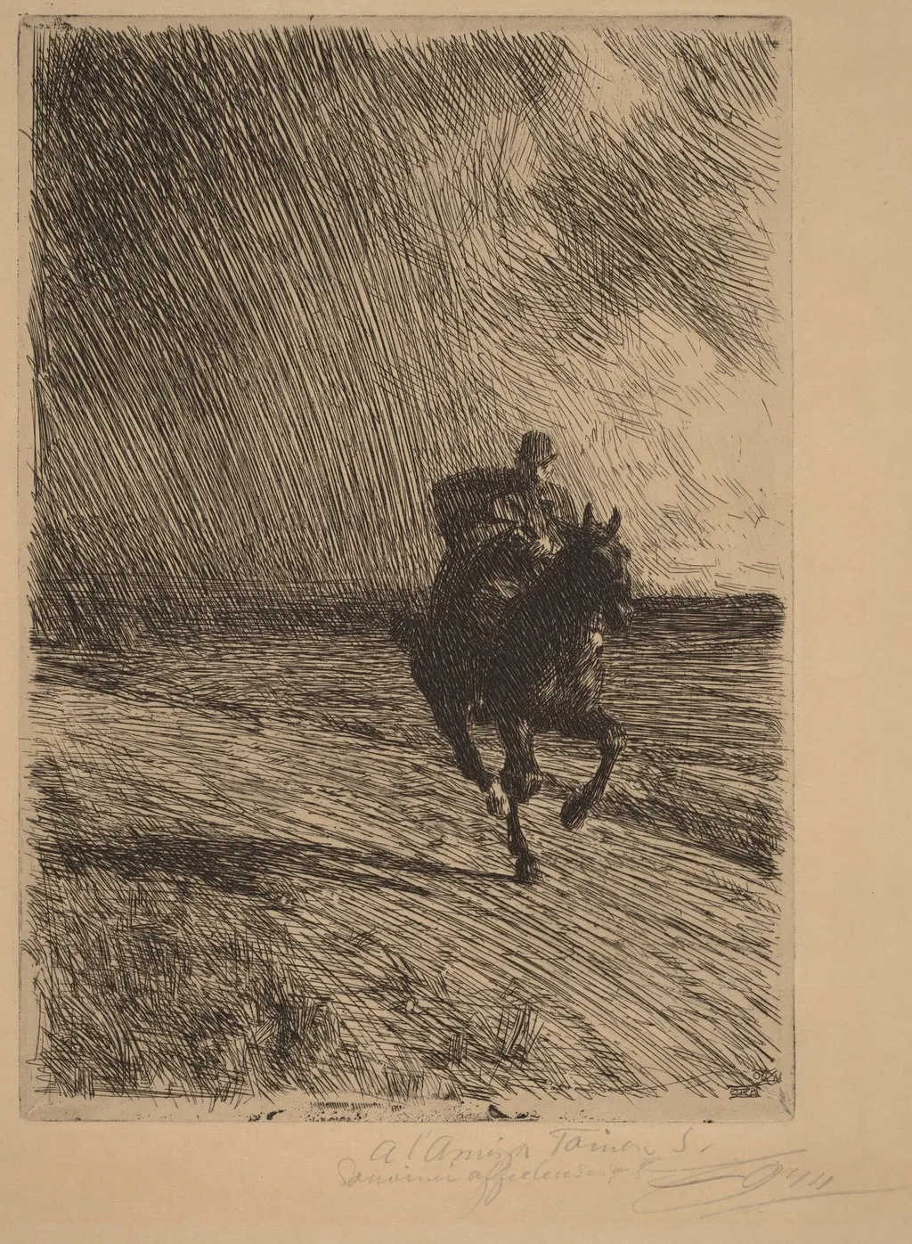 Storm (L'orage), by Anders Zorn, ink, 1891